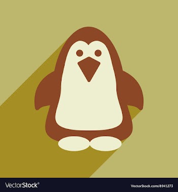 Flat web icon with long shadow penguin vector image