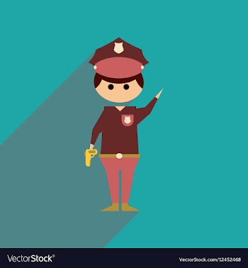 Flat web icon with long shadow police officer vector image