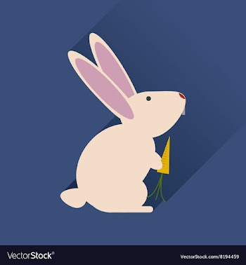 Flat web icon with long shadow rabbit carrot vector image