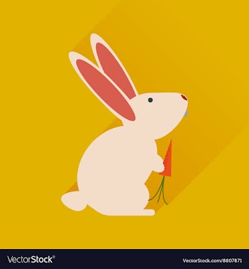 Flat web icon with long shadow rabbit carrot vector image