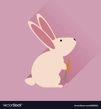 Flat web icon with long shadow rabbit carrot vector image