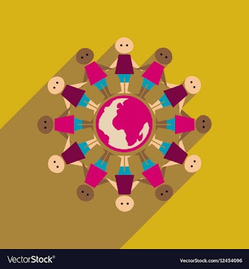 Flat web icon with long shadow race earth vector image