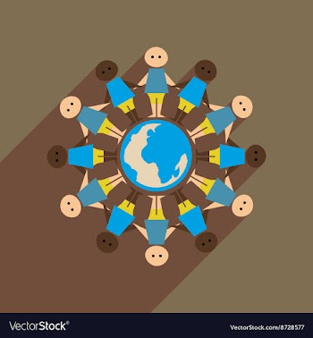 Flat web icon with long shadow race earth vector image