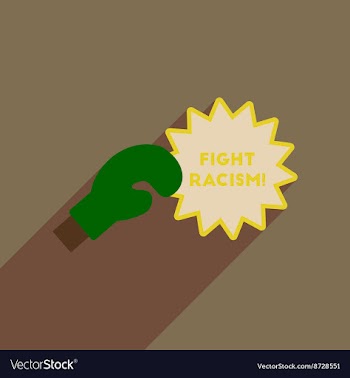Flat web icon with long shadow racism fight vector image