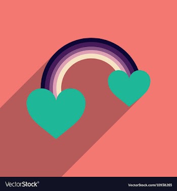 Flat web icon with long shadow rainbow heart vector image