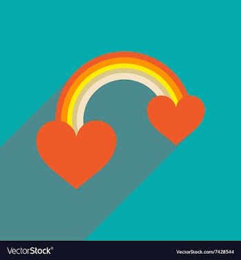 Flat web icon with long shadow rainbow heart vector image