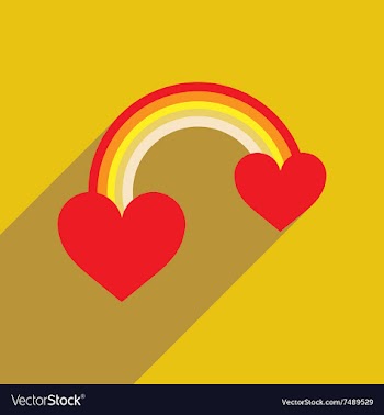 Flat web icon with long shadow rainbow heart vector image
