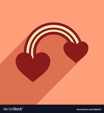 Flat web icon with long shadow rainbow heart vector image