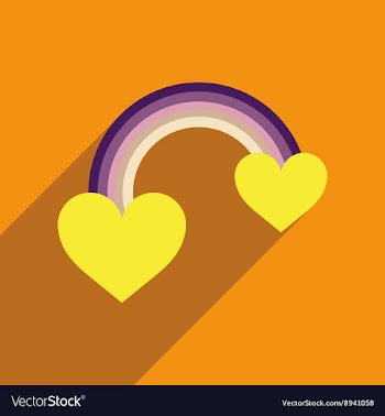 Flat web icon with long shadow rainbow heart vector image