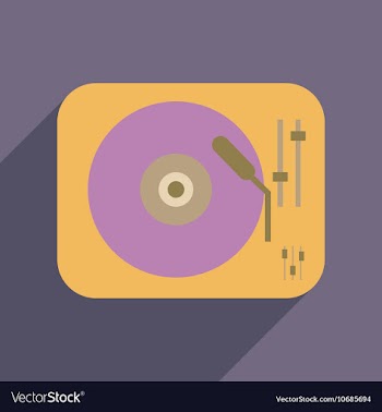Flat web icon with long shadow retro turntable vector image