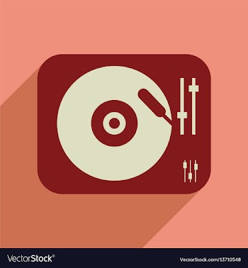 Flat web icon with long shadow retro turntable vector image