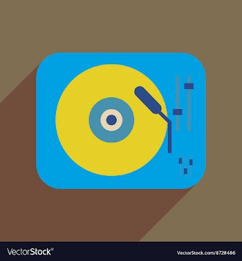 Flat web icon with long shadow retro turntable vector image