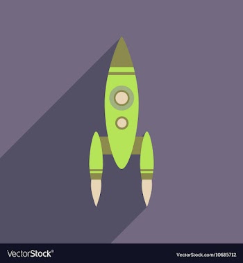 Flat web icon with long shadow rocket vector image