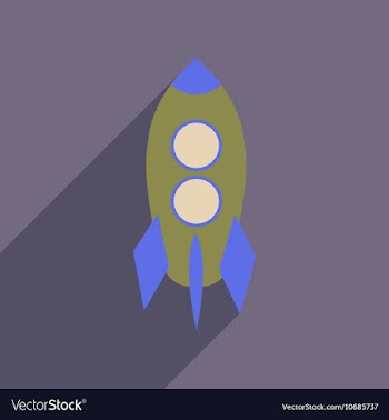 Flat web icon with long shadow rocket vector image