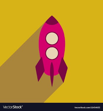 Flat web icon with long shadow rocket vector image