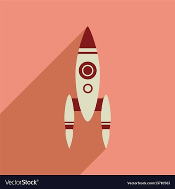 Flat web icon with long shadow rocket vector image