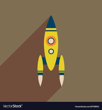 Flat web icon with long shadow rocket vector image