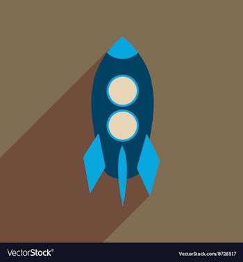 Flat web icon with long shadow rocket vector image