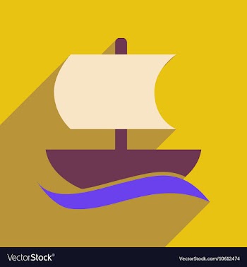 Flat web icon with long shadow sailing ship vector image