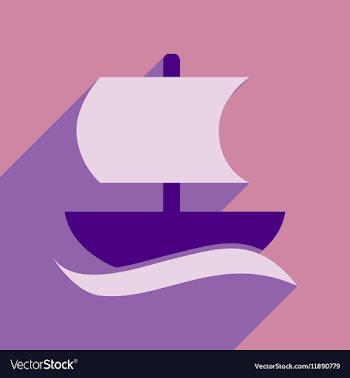 Flat web icon with long shadow sailing ship vector image