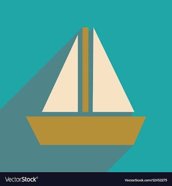 Flat web icon with long shadow sailing ship vector image