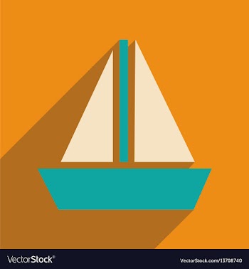 Flat web icon with long shadow sailing ship vector image
