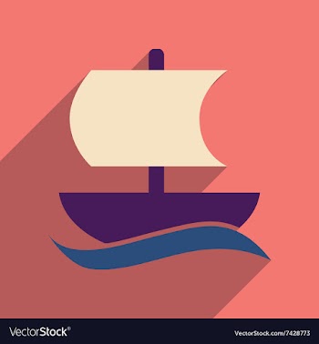 Flat web icon with long shadow sailing ship vector image
