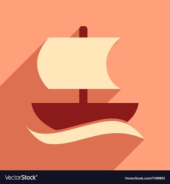 Flat web icon with long shadow sailing ship vector image