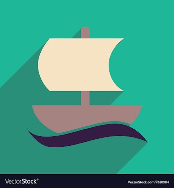 Flat web icon with long shadow sailing ship vector image