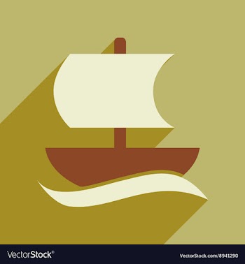 Flat web icon with long shadow sailing ship vector image