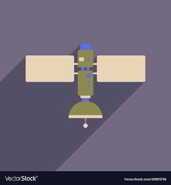 Flat web icon with long shadow satellite vector image