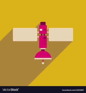 Flat web icon with long shadow satellite vector image