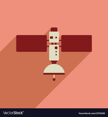Flat web icon with long shadow satellite vector image