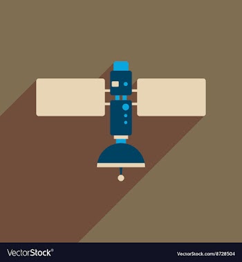 Flat web icon with long shadow satellite vector image