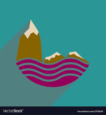 Flat web icon with long shadow sea cliffs vector image