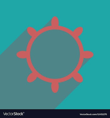 Flat web icon with long shadow ship steering wheel vector image