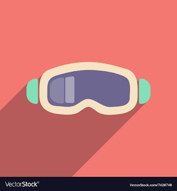 Flat web icon with long shadow ski goggles vector image