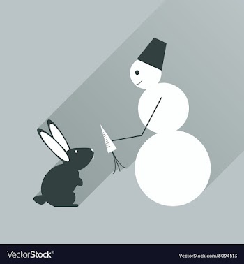 Flat web icon with long shadow snowman and rabbit vector image