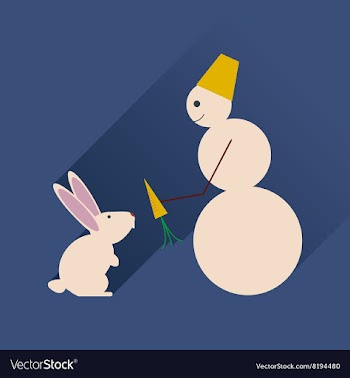 Flat web icon with long shadow snowman and rabbit vector image