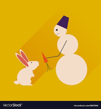 Flat web icon with long shadow snowman and rabbit vector image