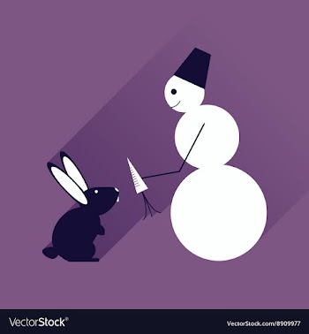 Flat web icon with long shadow snowman and rabbit vector image