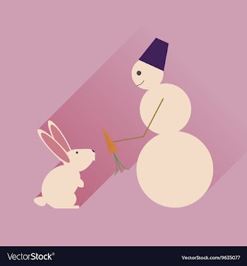 Flat web icon with long shadow snowman and rabbit vector image