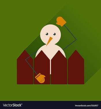 Flat web icon with long shadow snowman vector image
