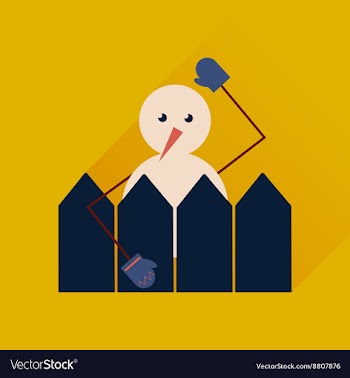 Flat web icon with long shadow snowman vector image