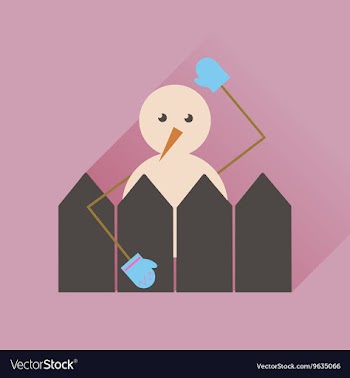 Flat web icon with long shadow snowman vector image