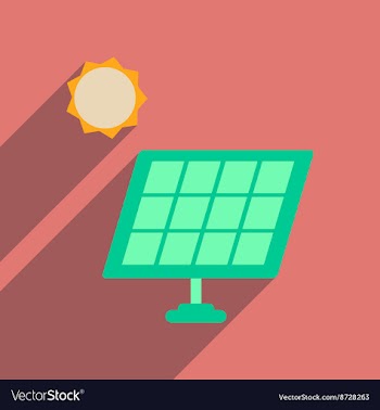 Flat web icon with long shadow solar battery vector image