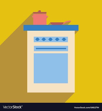 Flat web icon with long shadow stove and pans vector image