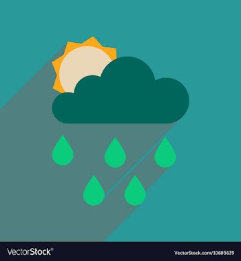 Flat web icon with long shadow sun clouds rain vector image