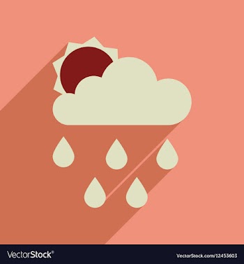 Flat web icon with long shadow sun clouds rain vector image