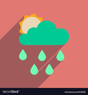 Flat web icon with long shadow sun clouds rain vector image